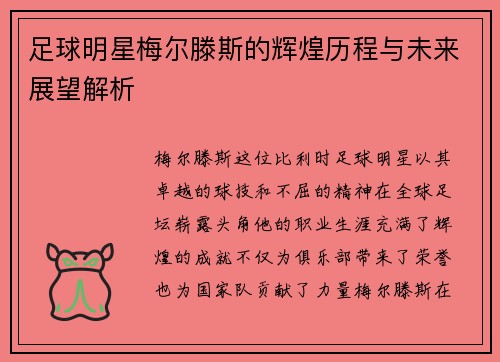 足球明星梅尔滕斯的辉煌历程与未来展望解析